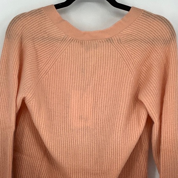 NEW! Naadam Size Small $395 Cashmere Ombre Ribbed Cardigan Peach Orange J6-12 - Picture 7 of 12